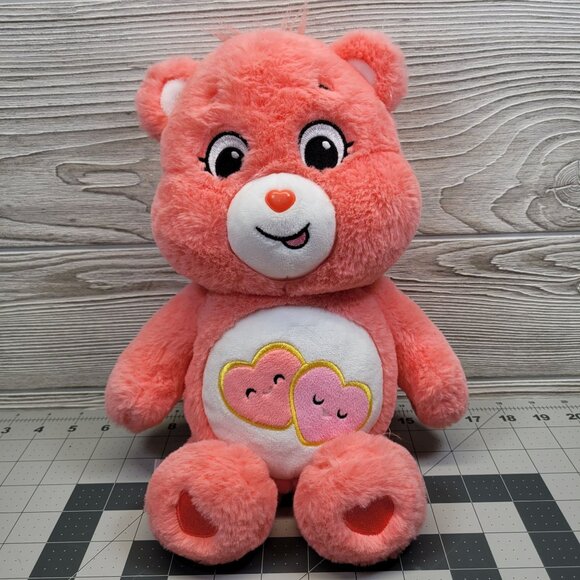 Care Bears Love A Lot Bear Basic Fun Stuffed Plush‎ Toy Pink Hearts 14" 2020 - Picture 1 of 10